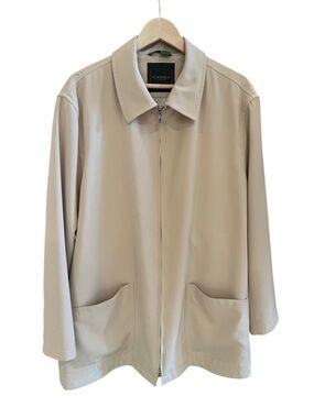 Canali Sportswear Jacket Double Zipper Patch Pockets Ecru US 44 IT 54  Large XL